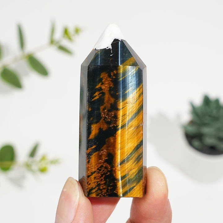 Natural Crystal Blue and Yellow Tiger's Eye Point