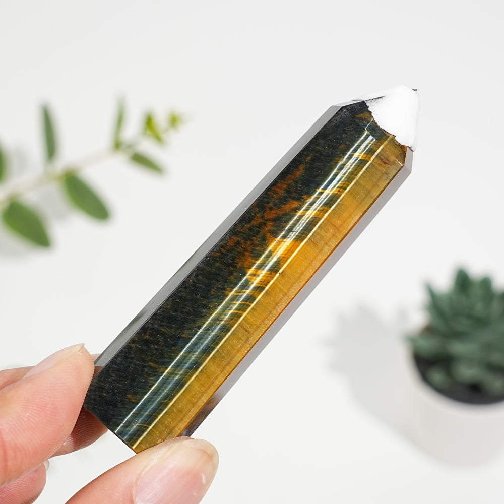 Natural Crystal Blue and Yellow Tiger's Eye Point