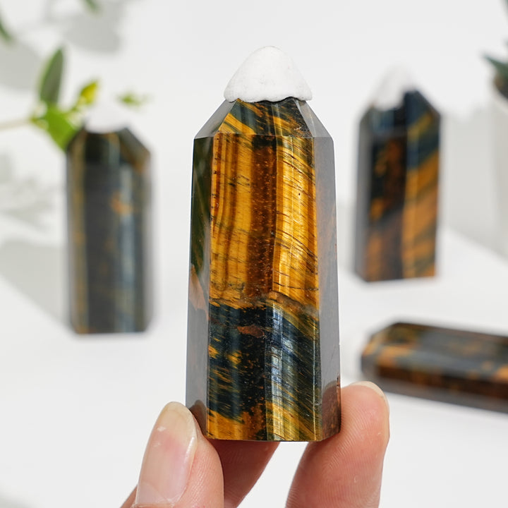 Natural Crystal Blue and Yellow Tiger's Eye Point