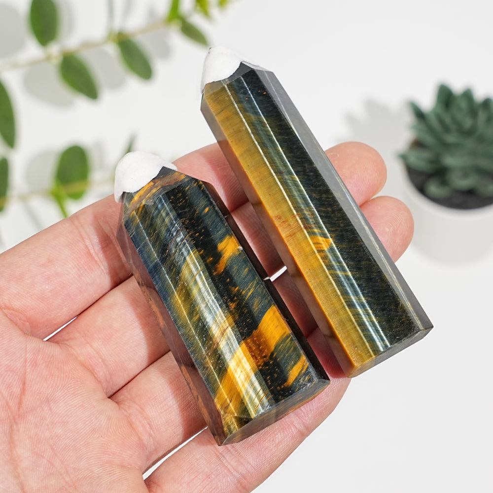 Natural Crystal Blue and Yellow Tiger's Eye Point