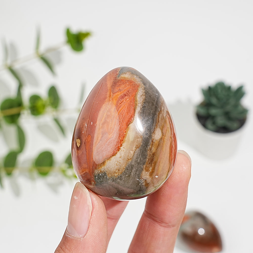 Natural Crystal Polychrome Jasper Egg