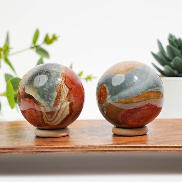 Natural Crystal Polychrome Jasper Sphere