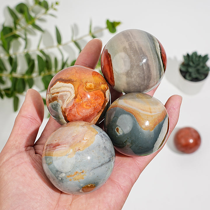 Natural Crystal Polychrome Jasper Sphere