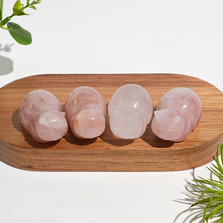 Natural Crystal Carving Rose Quartz Cute Loaf Cat