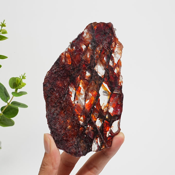 Unique,A Slightly Imperfect Natural Vibrant Fire Quartz Slice