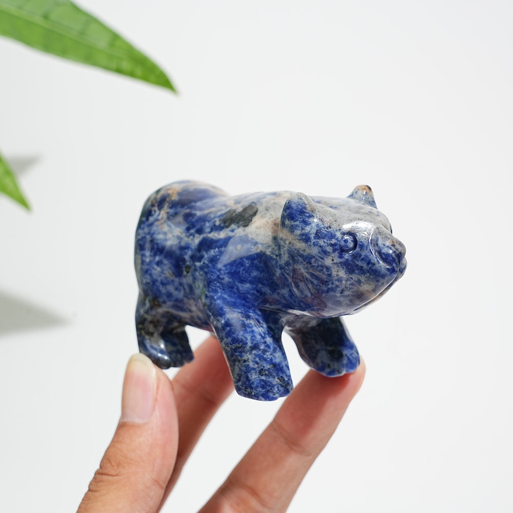 Unique,Natural Crystal Cute Walking Polor Bear Carving