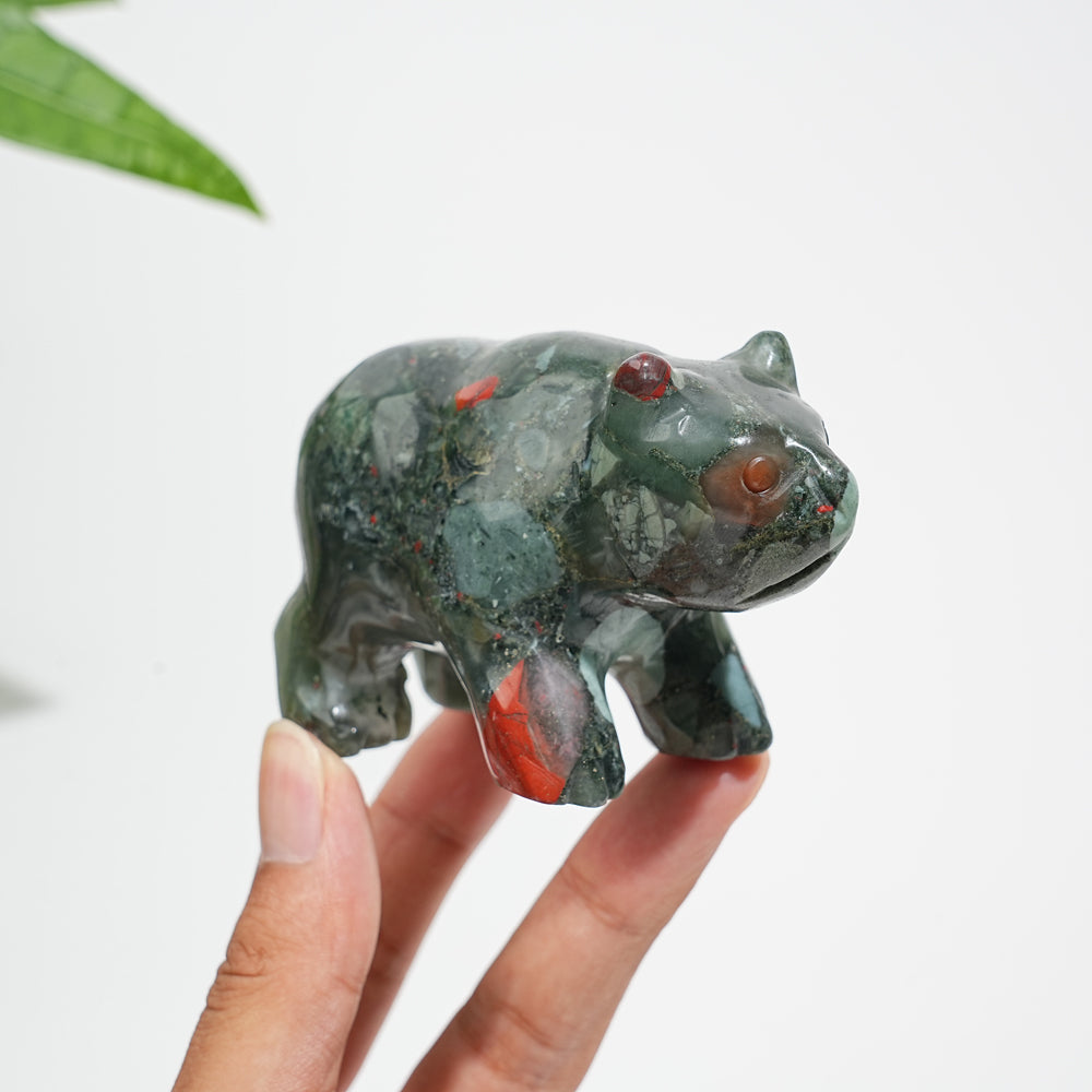 Unique,Natural Crystal Cute Walking Polor Bear Carving