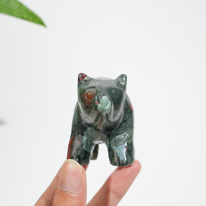 Unique,Natural Crystal Cute Walking Polor Bear Carving