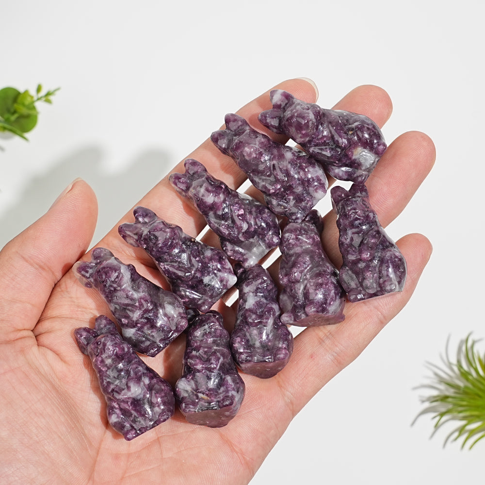 Natural Crystal Carving Lepidolite Rabbit