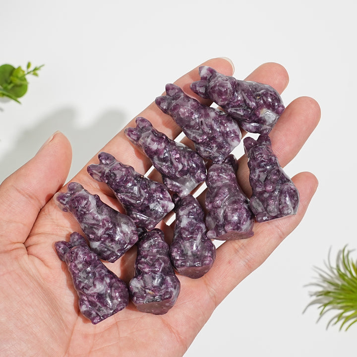 Natural Crystal Carving Lepidolite Rabbit
