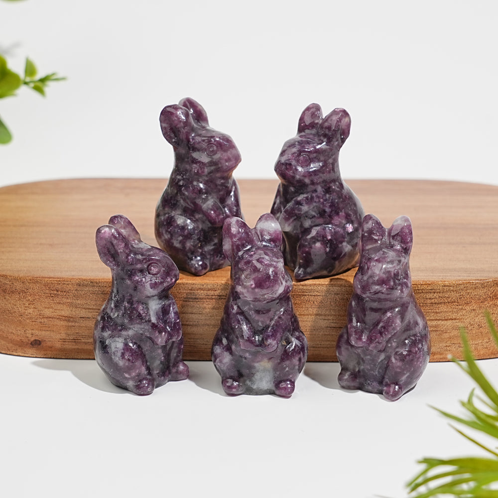 Natural Crystal Carving Lepidolite Rabbit