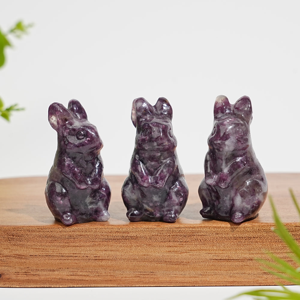 Natural Crystal Carving Lepidolite Rabbit