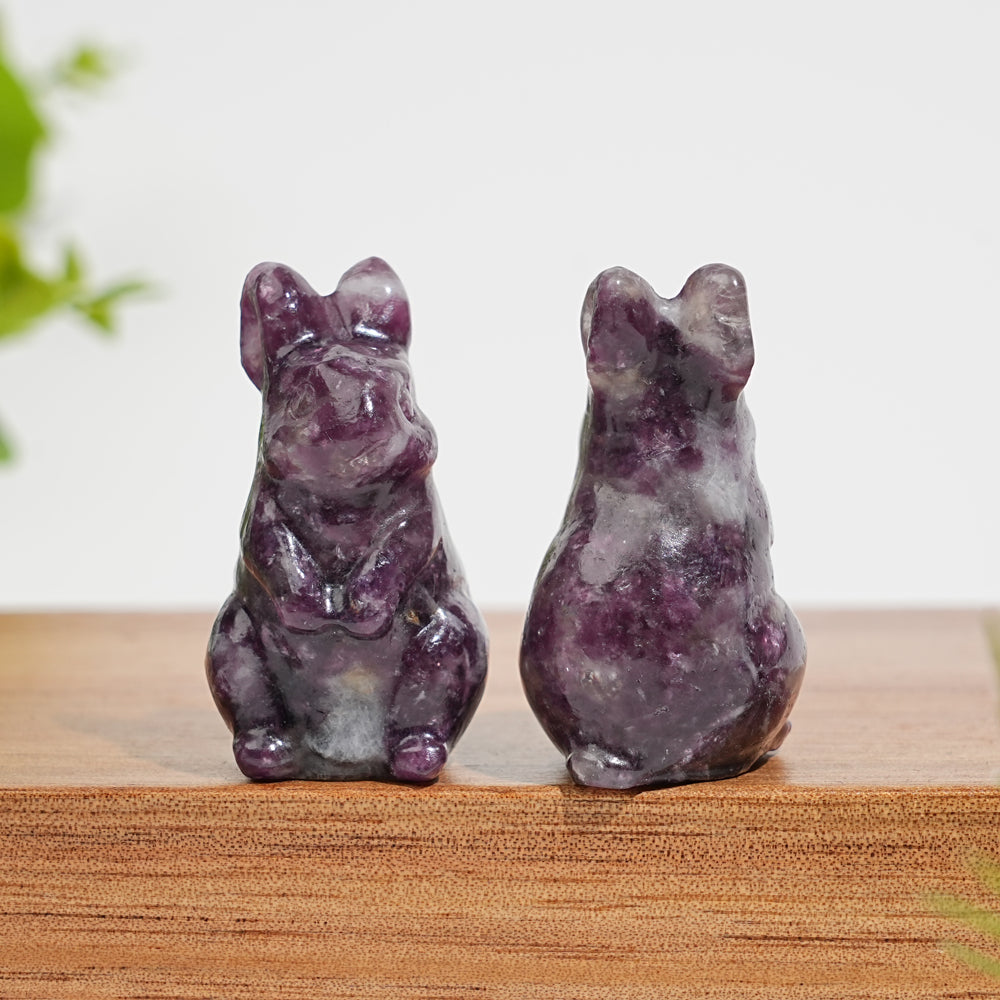 Natural Crystal Carving Lepidolite Rabbit