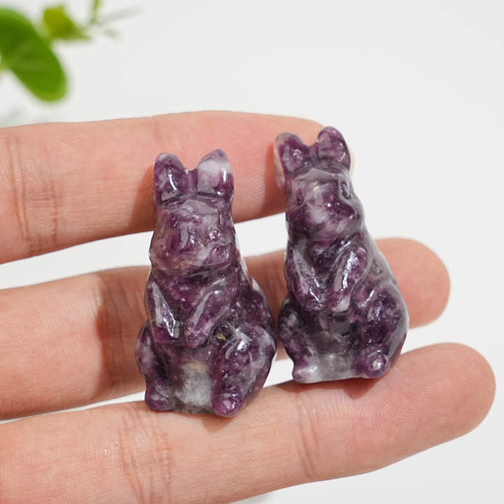 Natural Crystal Carving Lepidolite Rabbit