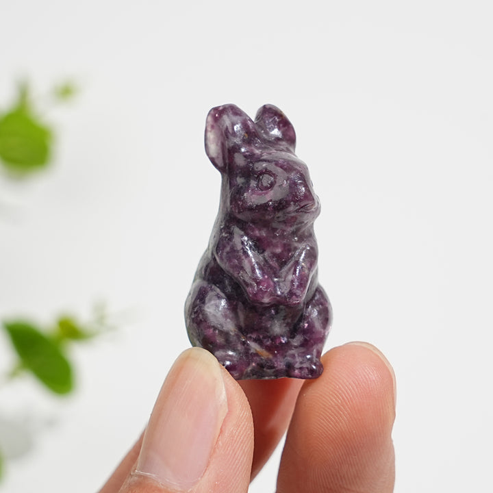 Natural Crystal Carving Lepidolite Rabbit