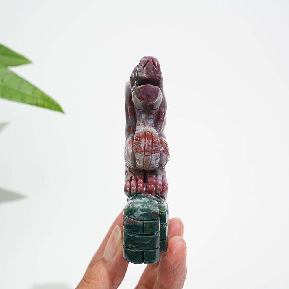 Unique,Natural Crystal Vibrant Ocean Jasper Flying Dragon Carving