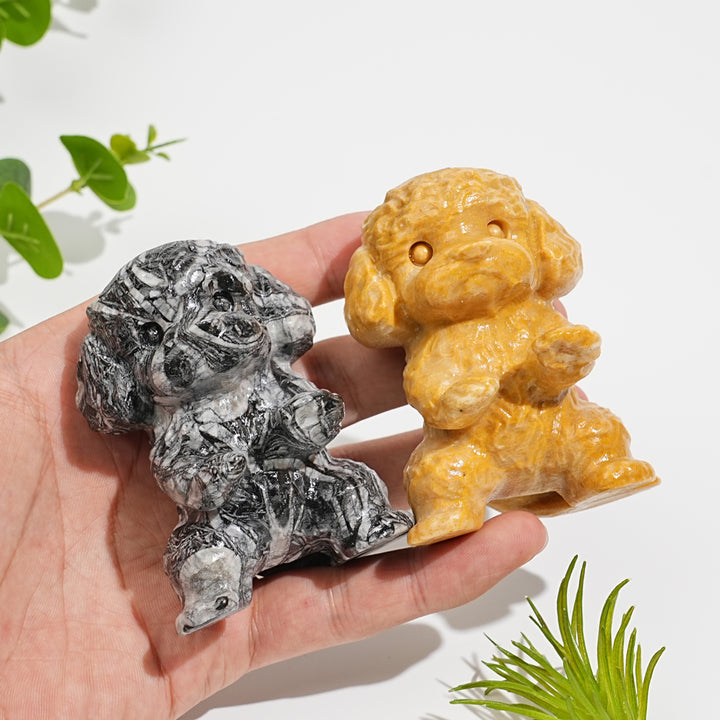 Natural Crystal Carving Happy Poodle
