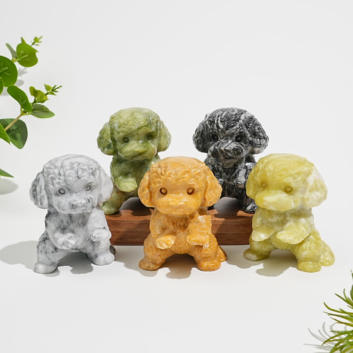 Natural Crystal Carving Happy Poodle