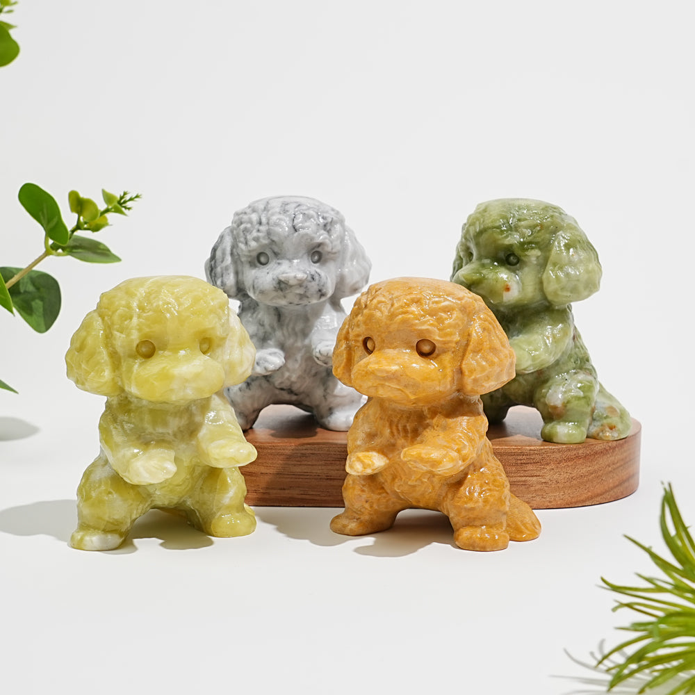 Natural Crystal Carving Happy Poodle