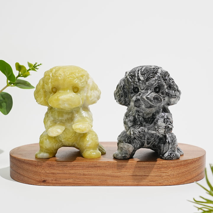 Natural Crystal Carving Happy Poodle