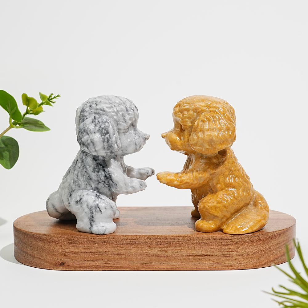 Natural Crystal Carving Happy Poodle