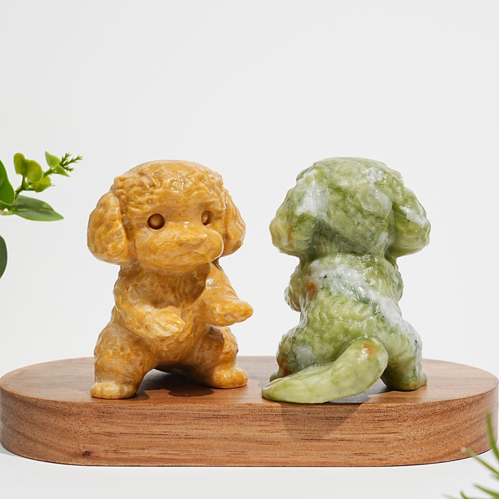 Natural Crystal Carving Happy Poodle