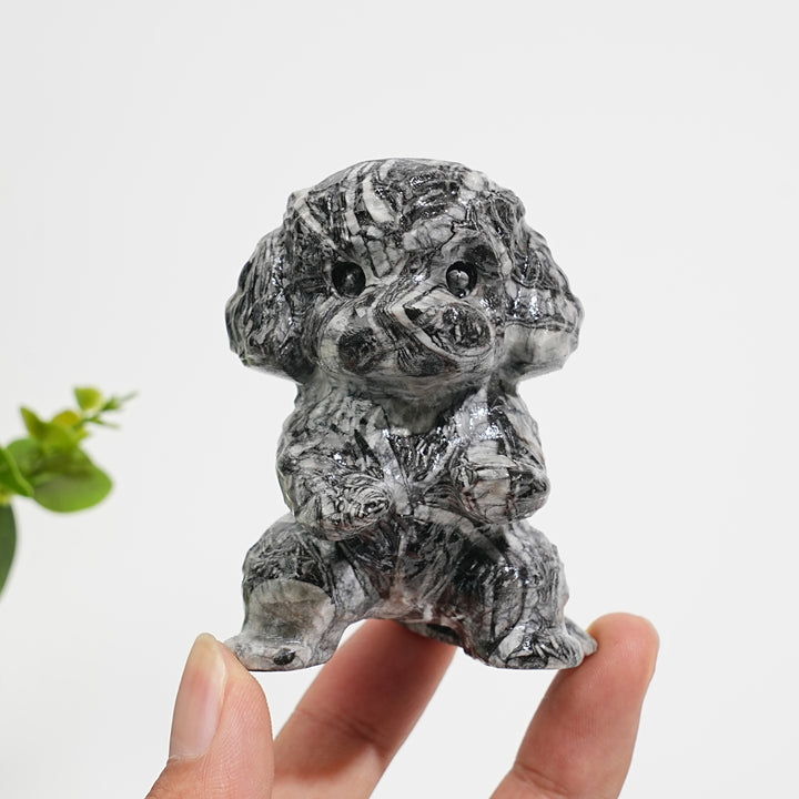 Natural Crystal Carving Happy Poodle