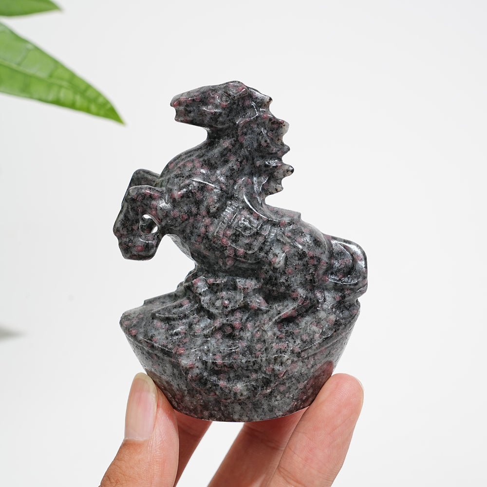 Natural Garnet Stone Spirited Wealth Horse Carving