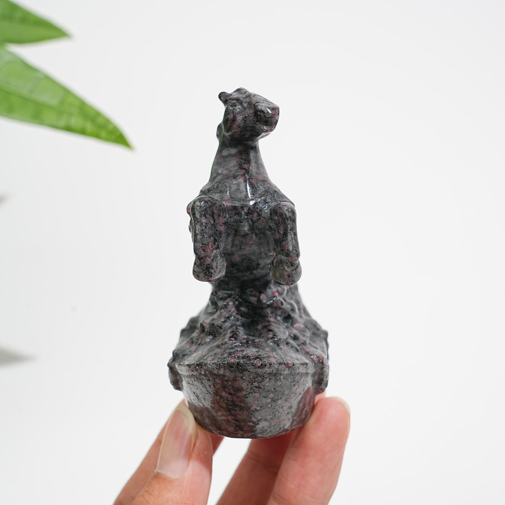 Natural Garnet Stone Spirited Wealth Horse Carving