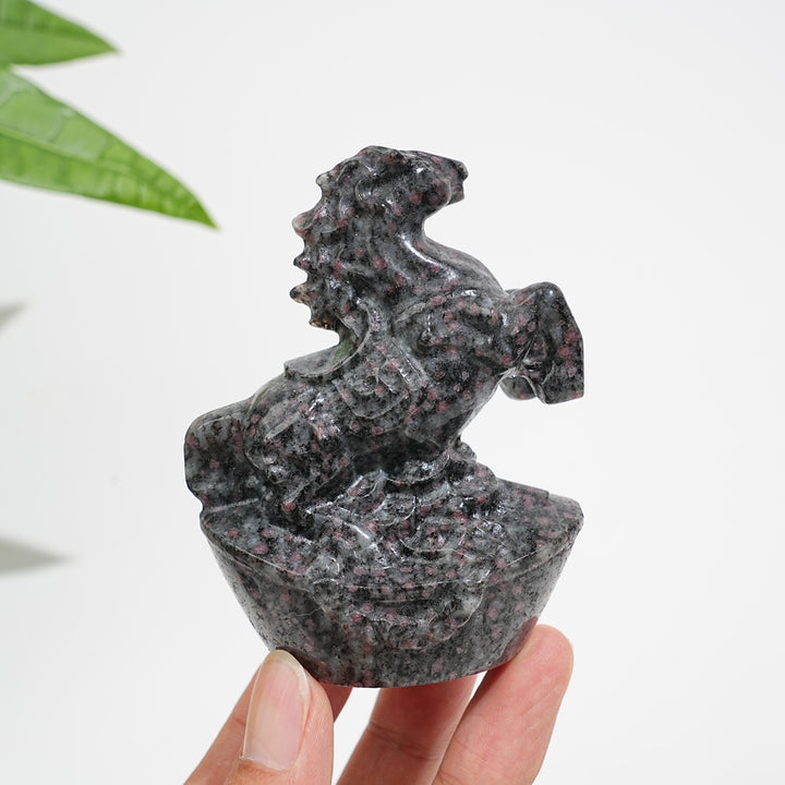 Natural Garnet Stone Spirited Wealth Horse Carving