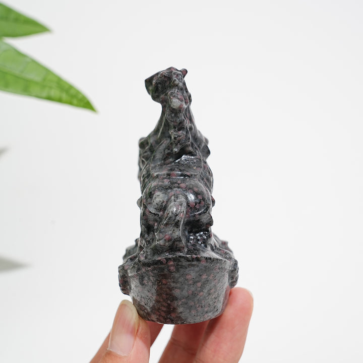 Natural Garnet Stone Spirited Wealth Horse Carving