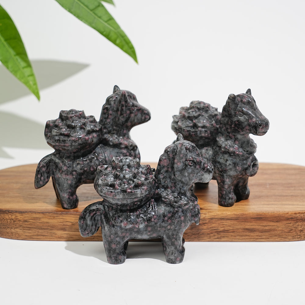 Natural Crystal Garnet Wealth Pony Carving