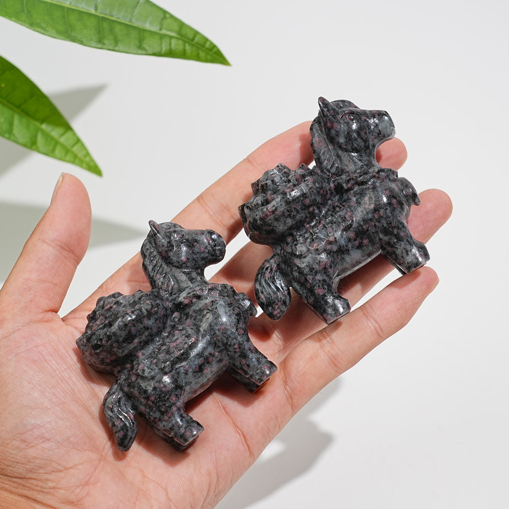 Natural Crystal Garnet Wealth Pony Carving
