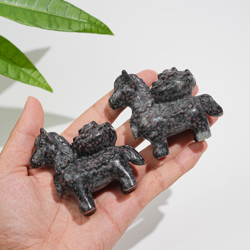 Natural Crystal Garnet Wealth Pony Carving