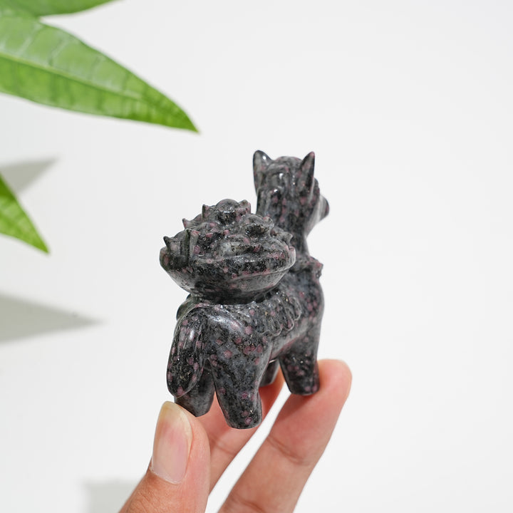 Natural Crystal Garnet Wealth Pony Carving