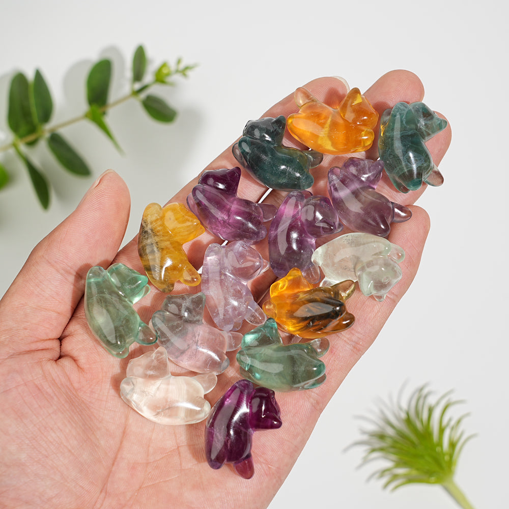 Natural Crystal Carving Cute Fluorite Wiggle Cat