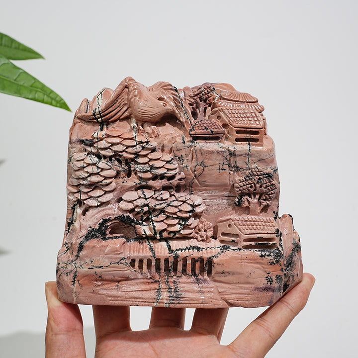 Unique,Natural Picture Jasper Landscape Carving