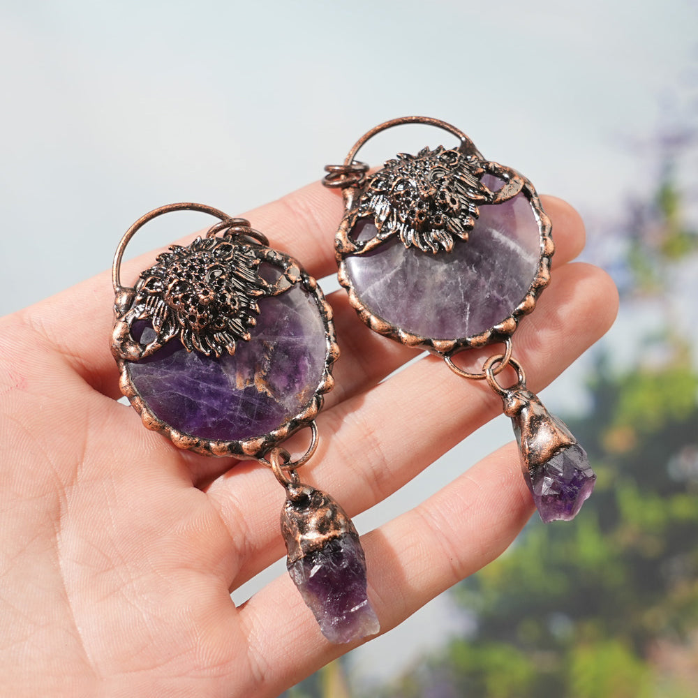 Natural Dream Amethyst Lion Pendant