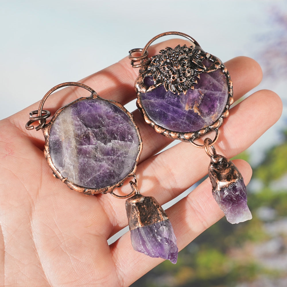 Natural Dream Amethyst Lion Pendant