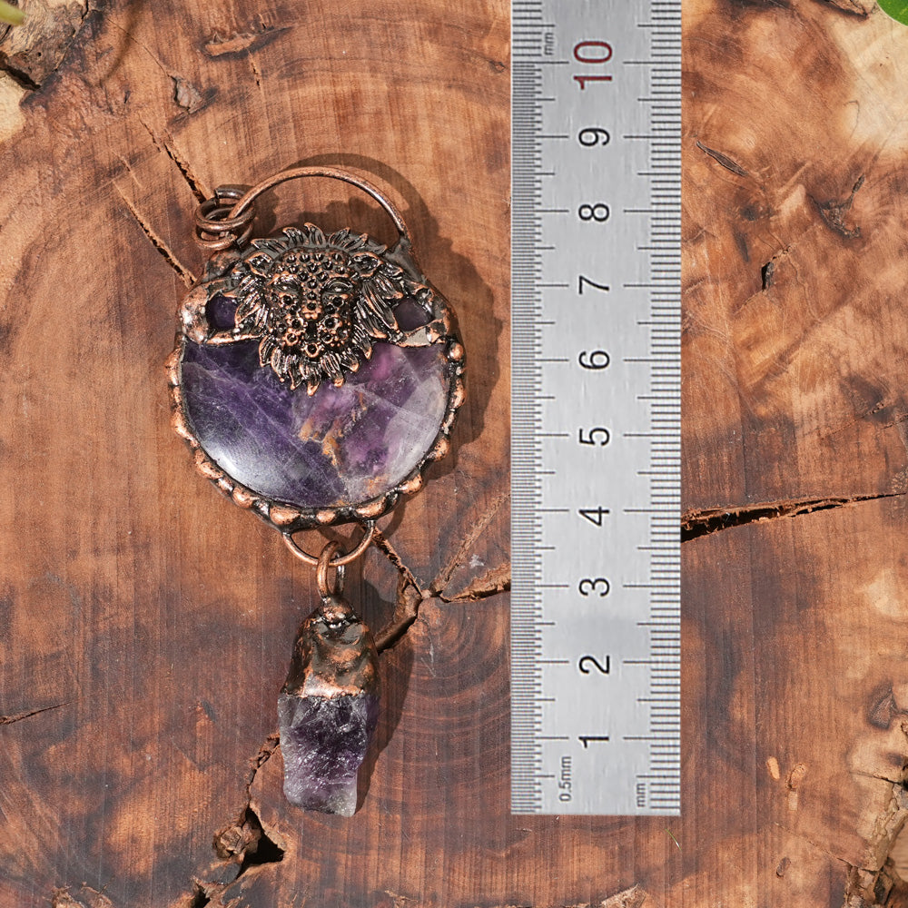 Natural Dream Amethyst Lion Pendant