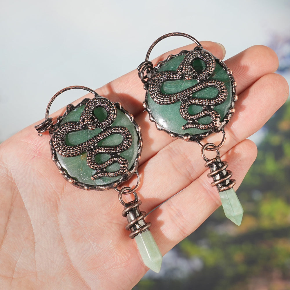 Natural Green Aventurine Snake Pendant