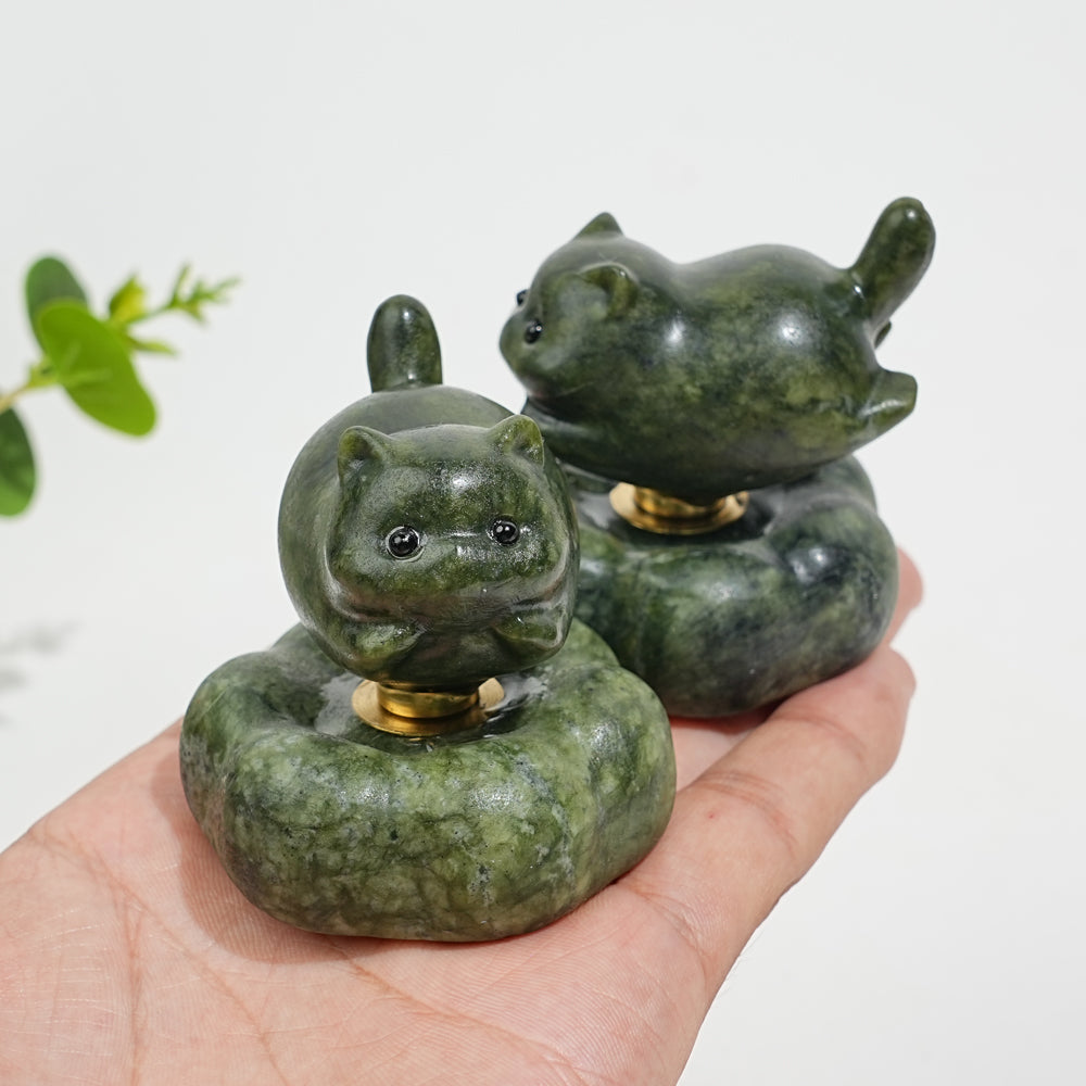 A Slightly Imperfect Natural Crystal Serpentine Wobble Cat