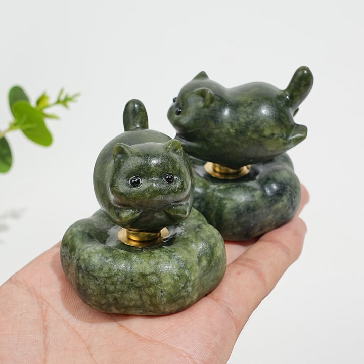 A Slightly Imperfect Natural Crystal Serpentine Wobble Cat