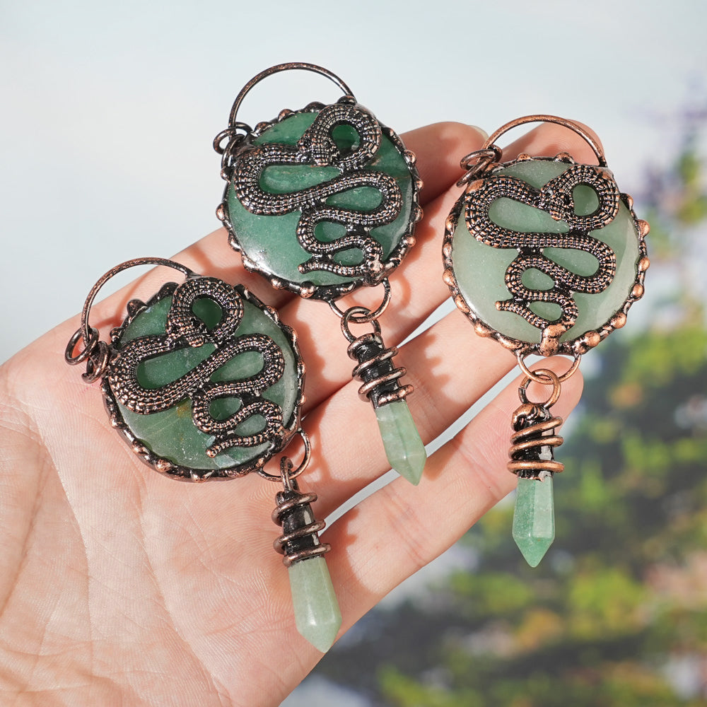 Natural Green Aventurine Snake Pendant
