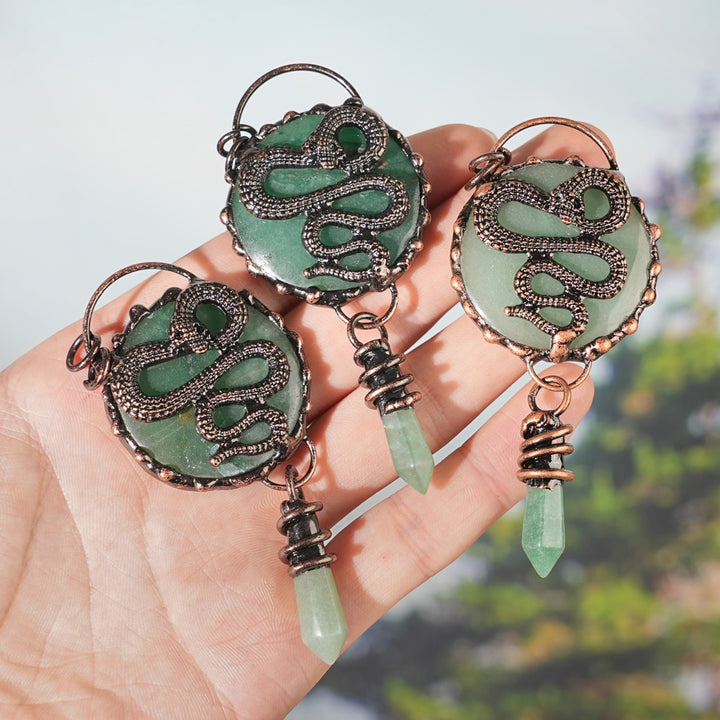 Natural Green Aventurine Snake Pendant