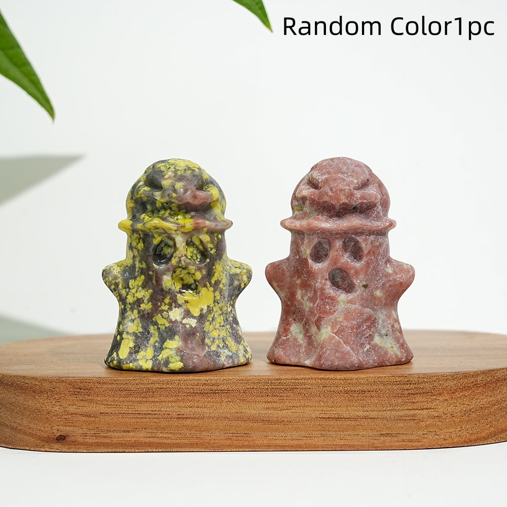Natural Crystal Cute Pumpkin Ghost Carving
