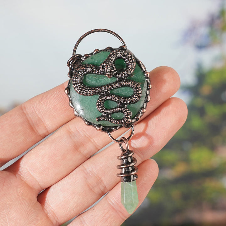 Natural Green Aventurine Snake Pendant