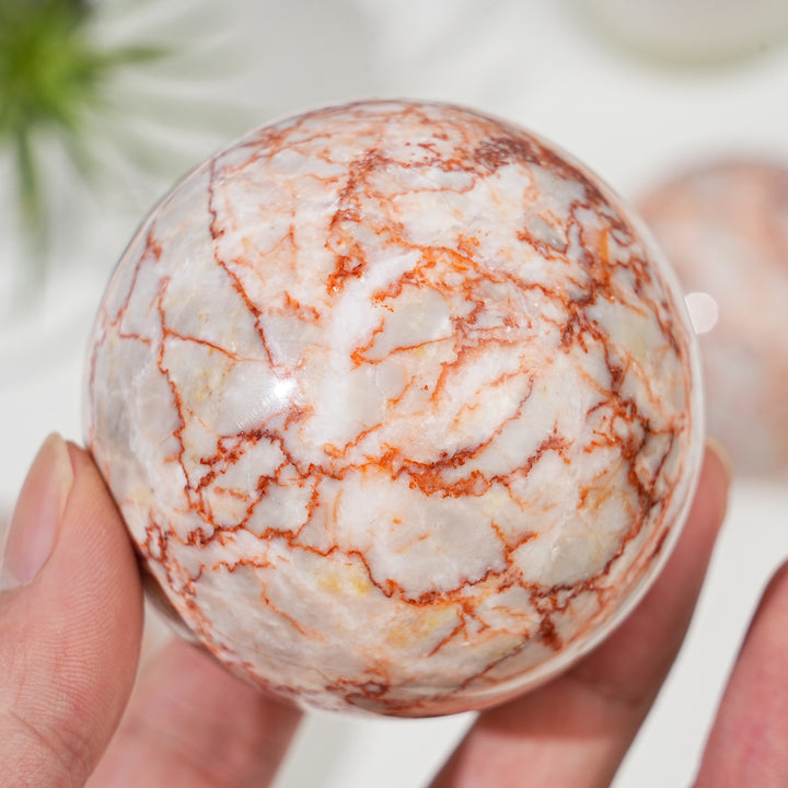 Natural Red Network Jasper Sphere