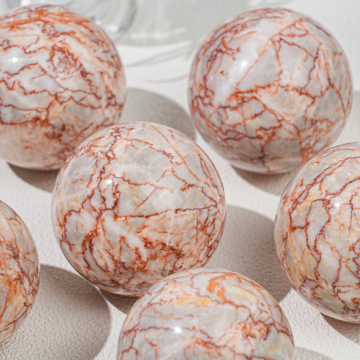 Natural Red Network Jasper Sphere