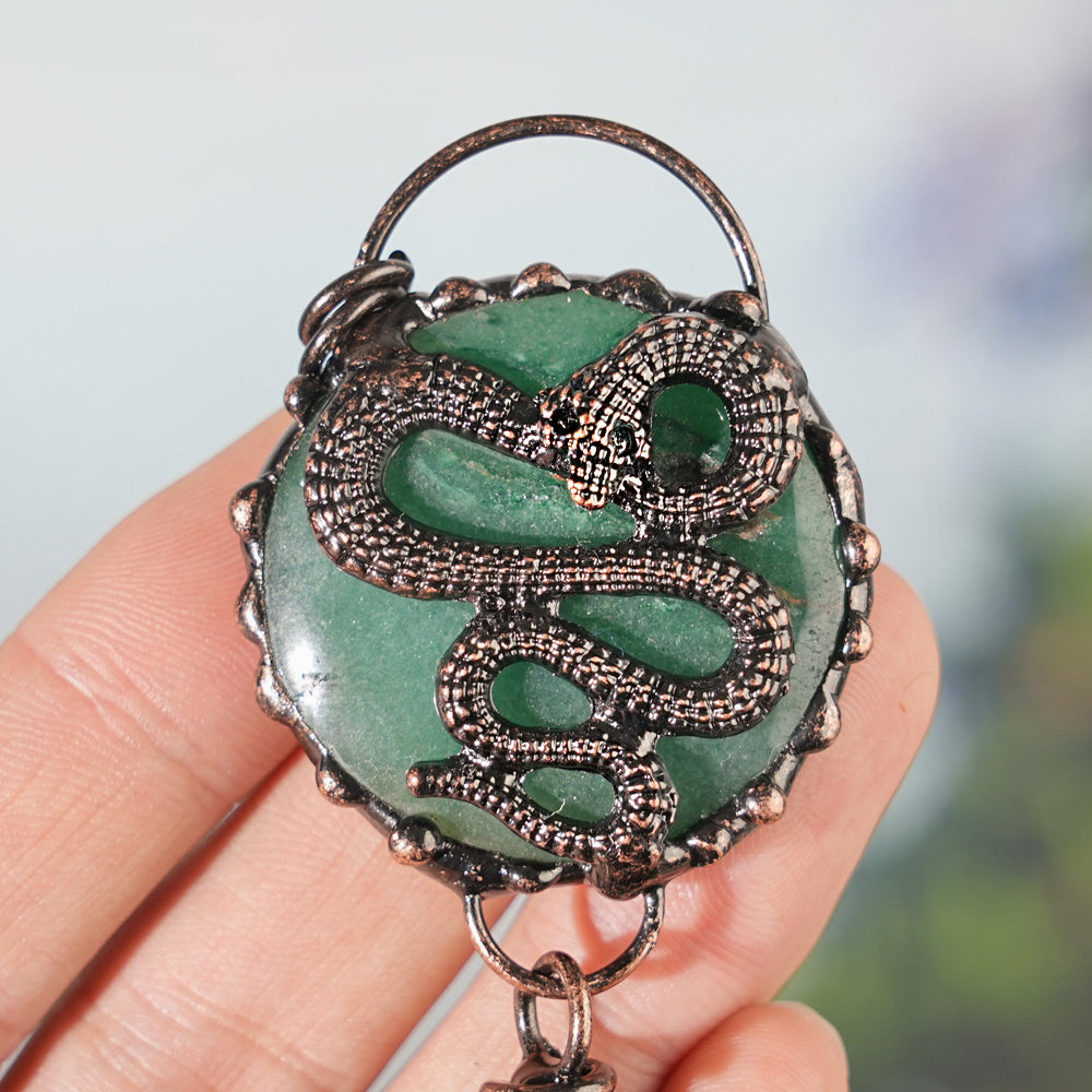 Natural Green Aventurine Snake Pendant